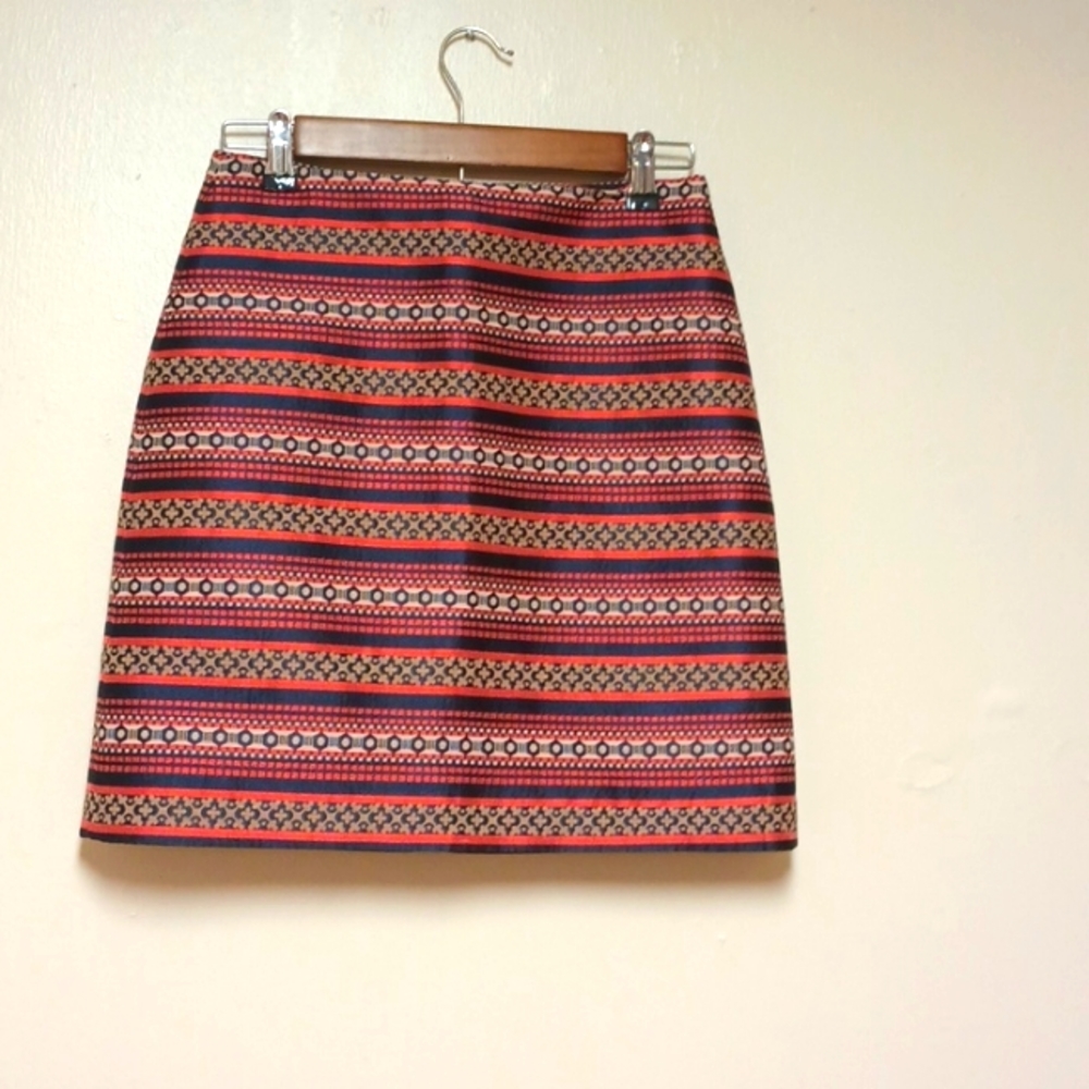 Loft women's  Gator orange & blue A line skirt, 38% cotton, 62% polyester. New.